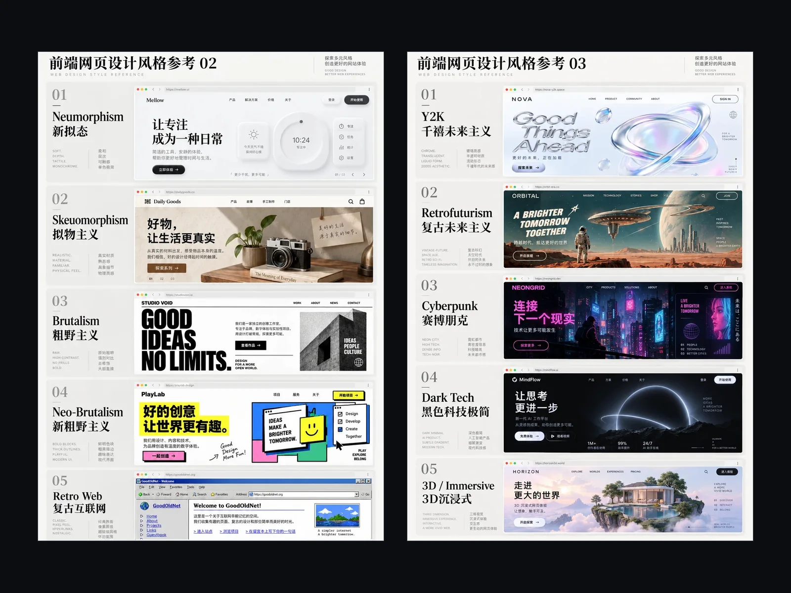 网页风格参考合集 02 / 03，用于给生成任务对齐视觉方向